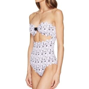NWT MARYSIA Maui Maillot Zig Zag Cutout One Piece Swimsuit in Lavender Sz. L